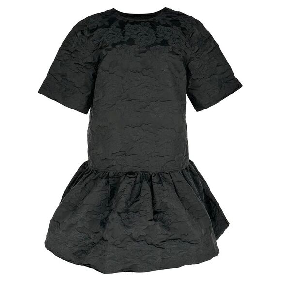 GANNI Dresses & Skirts - Ganni Botanical Jacquard Open-Back Mini Dress in Black Polyester